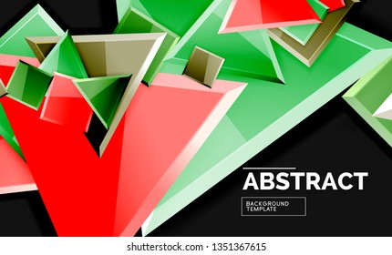 Cuadros y triángulos brillantes de fondo geométrico. Vector