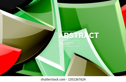 Glossy squares and triangles geometric backgrounds. Vector