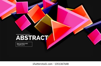 Cuadros y triángulos brillantes de fondo geométrico. Vector