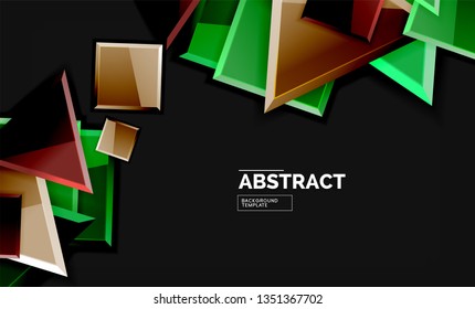 Cuadros y triángulos brillantes de fondo geométrico. Vector