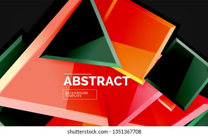 Glossy squares and triangles geometric backgrounds. Vector