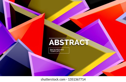 Cuadros y triángulos brillantes de fondo geométrico. Vector