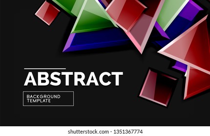 Glossy squares and triangles geometric backgrounds. Vector