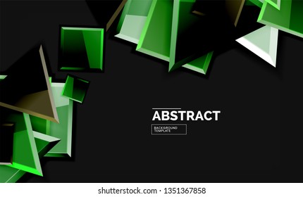 Cuadros y triángulos brillantes de fondo geométrico. Vector