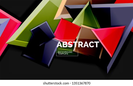 Glossy squares and triangles geometric backgrounds. Vector