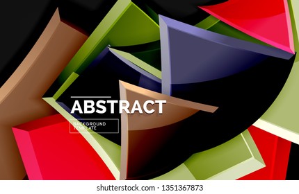 Cuadros y triángulos brillantes de fondo geométrico. Vector