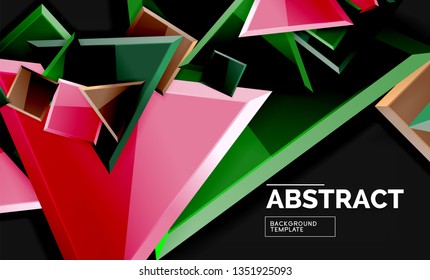 Glossy squares and triangles geometric backgrounds. Vector