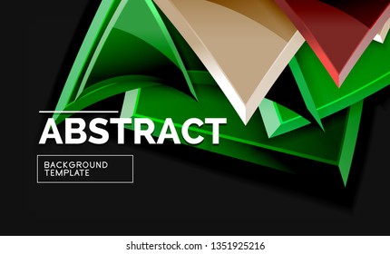 Glossy squares and triangles geometric backgrounds. Vector