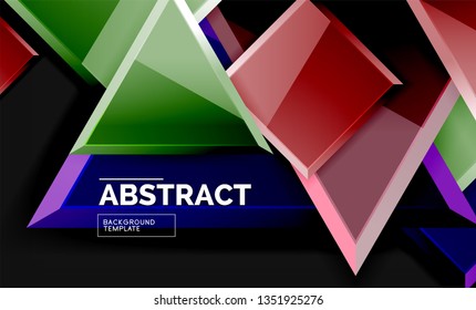 Glossy squares and triangles geometric backgrounds. Vector