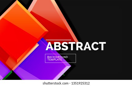 Glossy squares and triangles geometric backgrounds. Vector