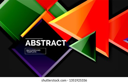 Glossy squares and triangles geometric backgrounds. Vector