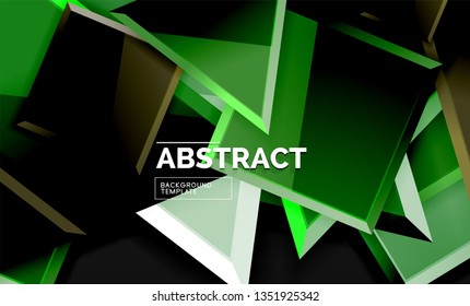 Cuadros y triángulos brillantes de fondo geométrico. Vector
