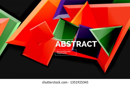 Glossy squares and triangles geometric backgrounds. Vector