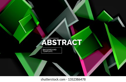 Glossy squares and triangles geometric backgrounds. Vector