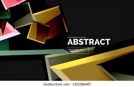 Glossy squares and triangles geometric backgrounds. Vector