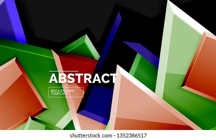 Glossy squares and triangles geometric backgrounds. Vector
