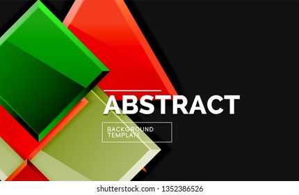 Glossy squares and triangles geometric backgrounds. Vector