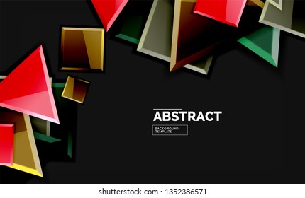 Glossy squares and triangles geometric backgrounds. Vector