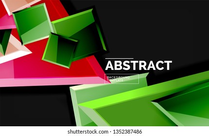 Glossy squares and triangles geometric backgrounds. Vector