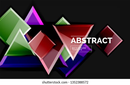 Glossy squares and triangles geometric backgrounds. Vector