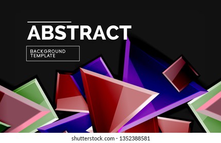 Glossy squares and triangles geometric backgrounds. Vector