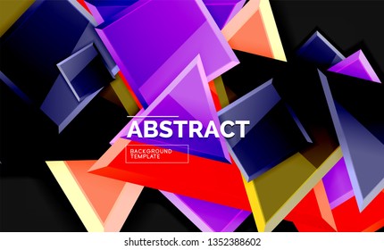 Cuadros y triángulos brillantes de fondo geométrico. Vector