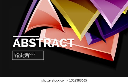 Glossy squares and triangles geometric backgrounds. Vector