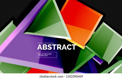 Glossy squares and triangles geometric backgrounds. Vector