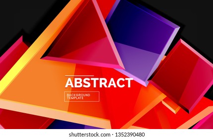 Glossy squares and triangles geometric backgrounds. Vector