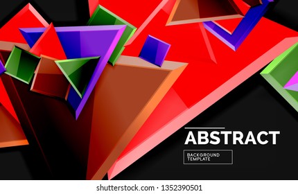 Glossy squares and triangles geometric backgrounds. Vector