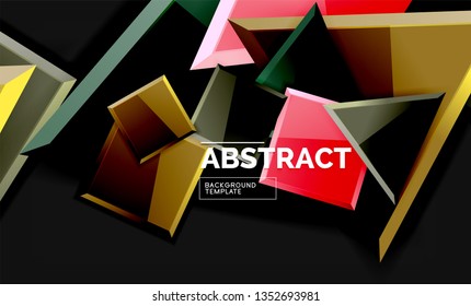 Cuadros y triángulos brillantes de fondo geométrico. Vector