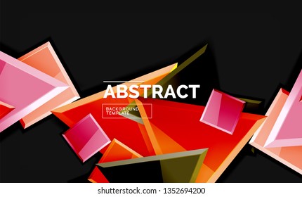 Cuadros y triángulos brillantes de fondo geométrico. Vector