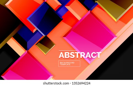 Glossy squares and triangles geometric backgrounds. Vector