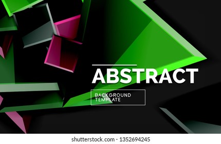 Glossy squares and triangles geometric backgrounds. Vector