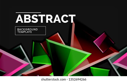 Glossy squares and triangles geometric backgrounds. Vector