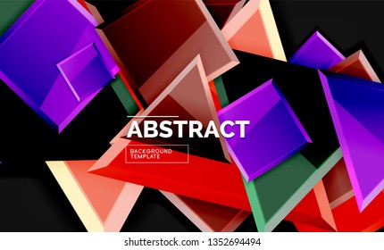 Glossy squares and triangles geometric backgrounds. Vector