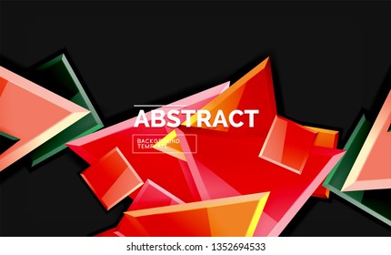 Glossy squares and triangles geometric backgrounds. Vector