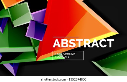 Cuadros y triángulos brillantes de fondo geométrico. Vector
