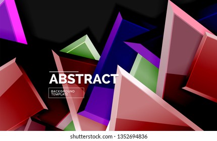 Glossy squares and triangles geometric backgrounds. Vector