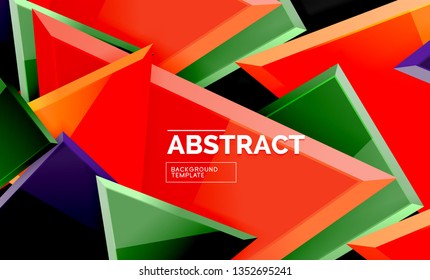 Glossy squares and triangles geometric backgrounds. Vector