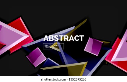 Cuadros y triángulos brillantes de fondo geométrico. Vector