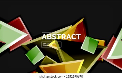Glossy squares and triangles geometric backgrounds. Vector