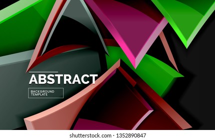 Glossy squares and triangles geometric backgrounds. Vector