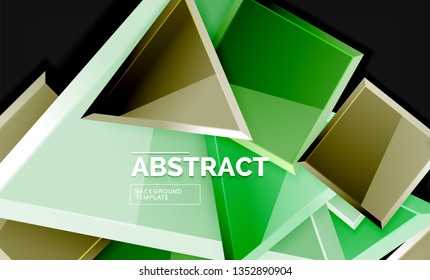 Cuadros y triángulos brillantes de fondo geométrico. Vector