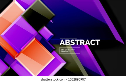 Glossy squares and triangles geometric backgrounds. Vector