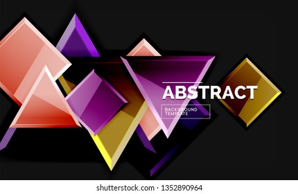 Glossy squares and triangles geometric backgrounds. Vector