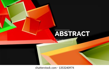 Glossy squares and triangles geometric backgrounds. Vector