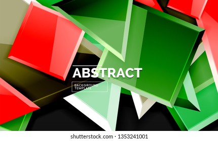 Glossy squares and triangles geometric backgrounds. Vector