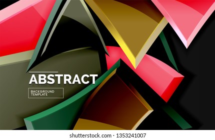 Glossy squares and triangles geometric backgrounds. Vector