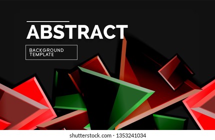 Glossy squares and triangles geometric backgrounds. Vector